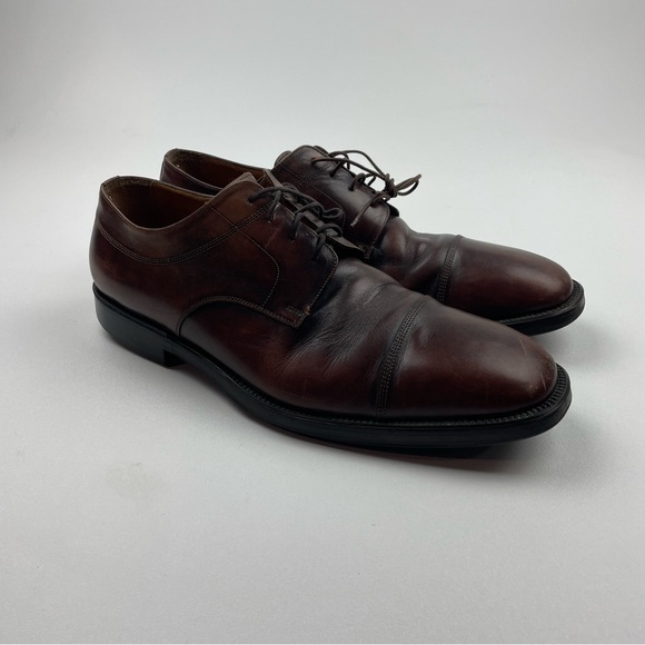 Santoni Cap Toe Oxford Derby Shoe Burgundy Leather Mens US Size 11.5 M - Picture 3 of 13